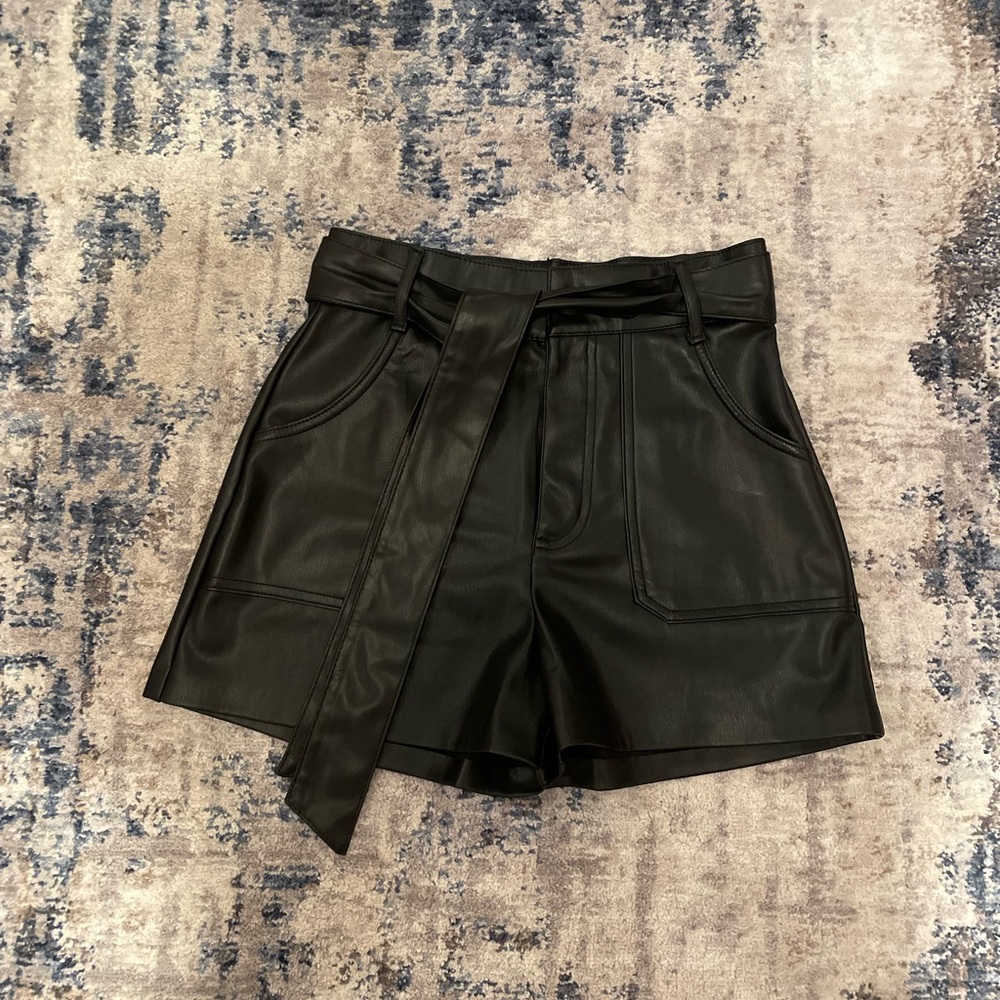 Zara black | high waisted leather shorts